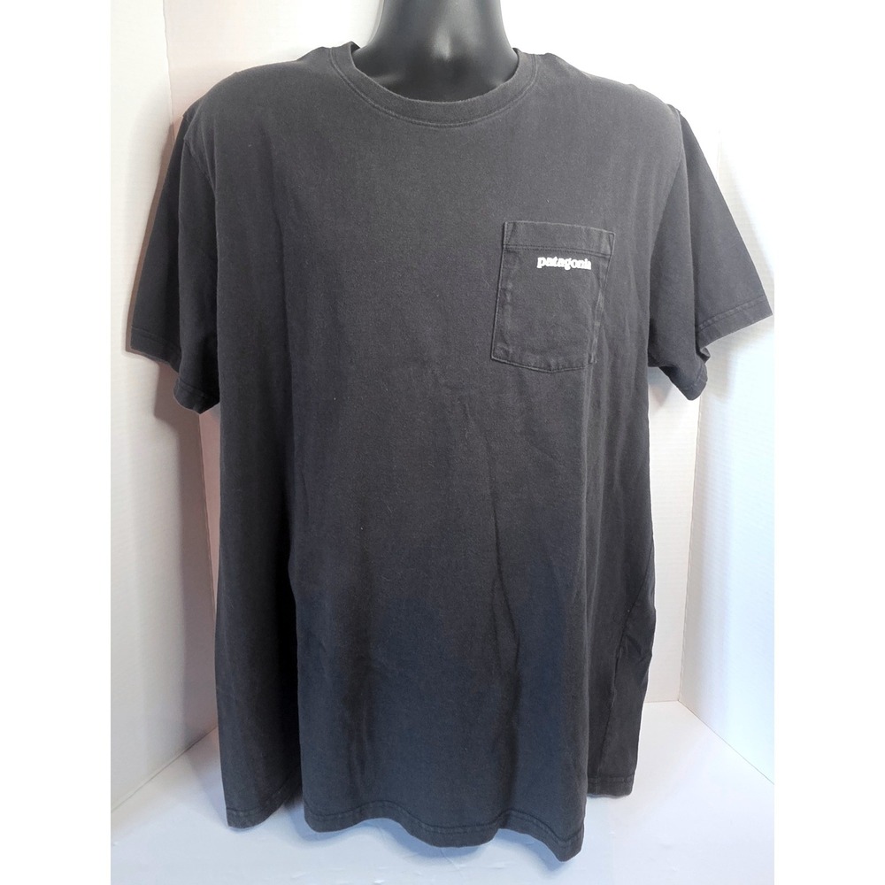 Patagonia Mens XL P-6 Logo Pocket T-Shirt Charcoal Gray Regular Fit Short Sleeve